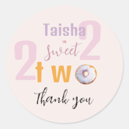 薄紫ピンクスプレッルドーナツウォーターイラストレーション ラウンドシール