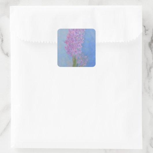 薄紫ピンクヒヤシンス絵画フラワー スクエアシール (バッグ)