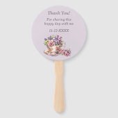 薄紫ピンクフローラティーパーティーブライダルシャワー ハンドファン (裏面)