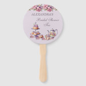 薄紫ピンクフローラティーパーティーブライダルシャワー ハンドファン (正面)