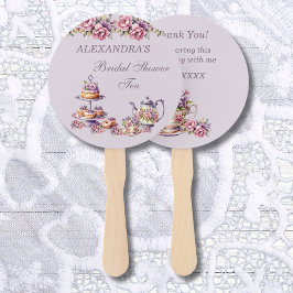 薄紫ピンクフローラティーパーティーブライダルシャワー ハンドファン