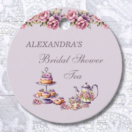 薄紫ピンクフローラティーブライダルシャワーありがとう フェイバータグ