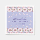 薄紫ピンクフローラバタフライベビーシャワー スタンダードカクテルナプキン (正面)