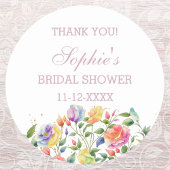 薄紫ピンクブライトバラブライダルシャワーありがとう ラウンドシール