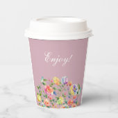 薄紫ピンクブライトバラブライダルシャワー 紙コップ (正面)