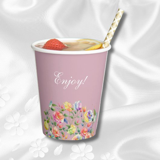 薄紫ピンクブライトバラブライダルシャワー 紙コップ