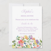 薄紫ピンクブライトバラ春ブライダルシャワー 招待状 (正面)