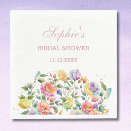 薄紫ピンクブライトフローラバラブライダルシャワー スタンダードランチョンナプキン