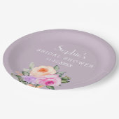 薄紫ピンクブライトフローラバラブライダルシャワー ペーパープレート (アングル)