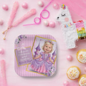 薄紫ピンクプリンセス第6誕生日 ペーパープレート (パーティー)