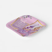 薄紫ピンクプリンセス第6誕生日 ペーパープレート (傾斜あり)