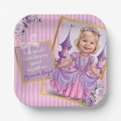 薄紫ピンクプリンセス第6誕生日 ペーパープレート (正面)