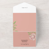 薄紫ピンクローズウォーターカラーハンド絵を描 オールインワン招待状 (外側)