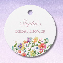 薄紫ピンクローズブライトフローラブライダルシャワー フェイバータグ