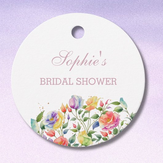 薄紫ピンクローズブライトフローラブライダルシャワー フェイバータグ