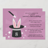 薄紫ピークアブウウサギカスタム魔法誕生日部 招待状 (正面/裏面)