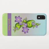 薄紫ファンタジーフラワーグリーンシェイプフラクタル名 Case-Mate iPhoneケース (裏面(横))