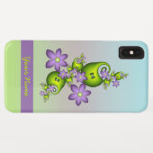薄紫ファンタジーフラワーグリーンシェイプフラクタル名 Case-Mate iPhoneケース (裏面(横))