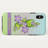 薄紫ファンタジーフラワーグリーンシェイプフラクタル名 Case-Mate iPhoneケース (裏面(横))