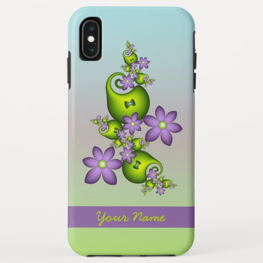 薄紫ファンタジーフラワーグリーンシェイプフラクタル名 Case-Mate iPhoneケース (裏面)