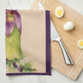 薄紫フラワーガールプリント キッチンタオル (四つ折り)