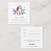 薄紫フラワーズアラスカンマラムートドッグアポイントメント スクエア名刺 (正面/裏面)