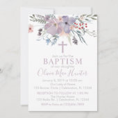 薄紫フラワーズガールバプテスマ招待状 招待状 (正面)