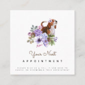 薄紫フラワーズビーグルドッグアポイントメントリマインダー スクエア名刺 (正面)