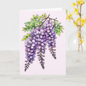 薄紫フラワーズブッシュアートライラックイラストレーション カード (黄色い花)