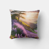 薄紫フラワーズ開花オンヒルアットサンセットグロー クッション (正面)