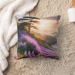 薄紫フラワーズ開花オンヒルアットサンセットグロー クッション