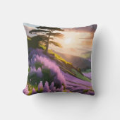 薄紫フラワーズ開花オンヒルアットサンセットグロー クッション (正面)