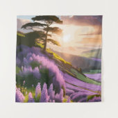 薄紫フラワーズ開花オンヒルアットサンセットグロー タペストリー (正面)