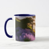 薄紫フラワーズ開花オンヒルアットサンセットグロー マグカップ (左)