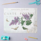 薄紫フラワーバタフライカーテポストブルー絵を描 薄葉紙 (クラフト)