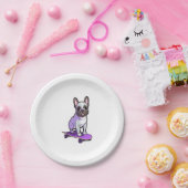 薄紫フランスのブルドッグ3 ペーパープレート (パーティー)