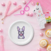 薄紫フランスのブルドッグ8 ペーパープレート (パーティー)