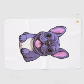 薄紫フランスのブルドッグ ゴルフタオル (横)