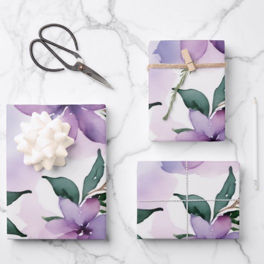 薄紫フロスト水カラーパレット ラッピングペーパーシート (正面)