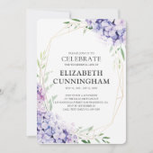 薄紫フローラの幾何学的お祝い 招待状 (正面)