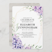 薄紫フローラの幾何学的お祝い 招待状 (正面/裏面)