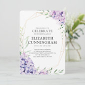 薄紫フローラの幾何学的お祝い 招待状 (スタンド正面)