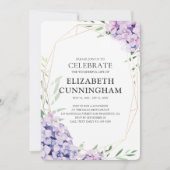 薄紫フローラの幾何学的お祝い 招待状 (正面)