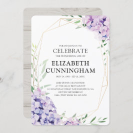 薄紫フローラの幾何学的お祝い 招待状