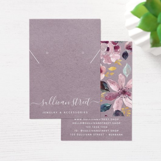 薄紫フローライヤリングネックレスディスプレイカード (デスク)