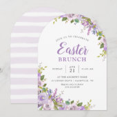 薄紫フローライースターブランチパーティの招待状 招待状 (正面/裏面)