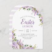 薄紫フローライースターランチパーティの招待状 招待状 (正面/裏面)