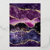 薄紫フローラガウンパープルキンセアニェラ金ゴールド 箔招待状 (裏面)