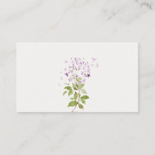 薄紫フローラガーデンディスプレイシャワー赤ちゃんシャワー エンクロージャーカード (裏面)