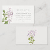 薄紫フローラガーデンディスプレイシャワー赤ちゃんシャワー エンクロージャーカード (正面/裏面)